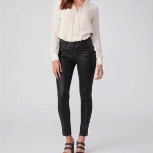 NEW PAIGE Gemma trousers pants black wax coated 27